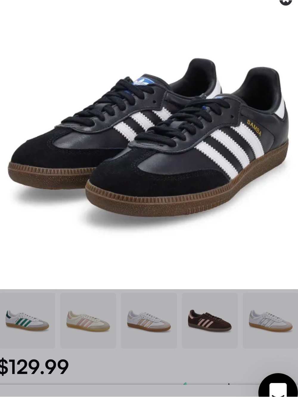 adidas Black & White Samba Men’s Sneakers with Gum Sole